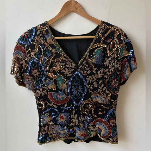 Oleg Cassini Vintage Beaded Top - Picture 14 of 15